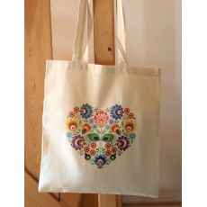 Plátená taška s potlačou - kvetinové srdce 1