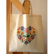 Plátená taška s potlačou - kvetinové srdce