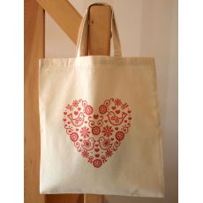 Plátená taška s potlačou - červené srdce